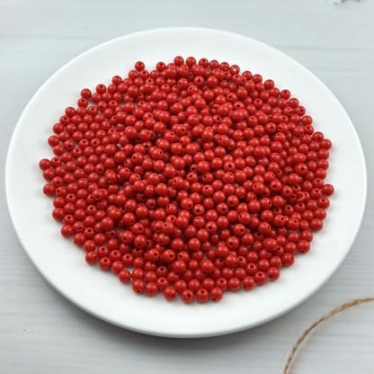 700pcs Acrylic Round Beads for Crafts 6mm Resin Candy Color Spacer Beads with Hole for Jewelry Making Sewing Crafts Decoration Necklaces Bracelets Earrings Supplies(Red) - Image 2