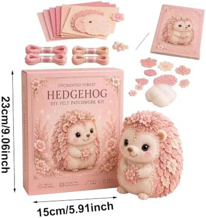 Pink Woodland Friends DIY Felt Patchwork Kit, Pastoral Wild Creatures Handicraft Activity, Manual Tailoring Bundle for Cute Ornament Shelf Décor Quilting Crafting Creative Gift Projects (Pink#F) - Image 2
