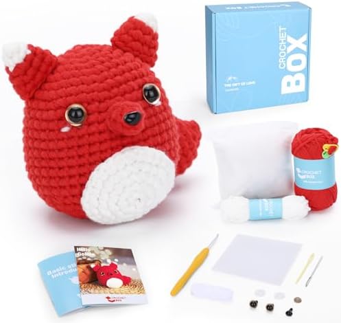 CrochetBox Red Fox Crochet Kit for Beginners, Easy Craft for Adults by CROCHETBOX