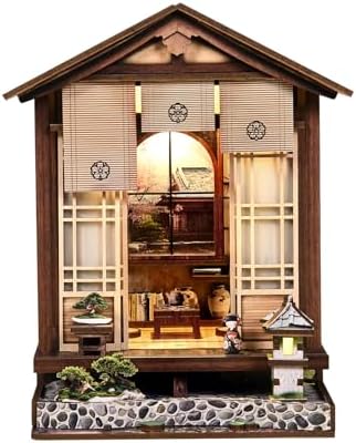 DIY Book Nook Kit, 3D Wooden Puzzle for Adults, Japanese Zen Garden Miniature House Model with LED Light, Creative Shelf Insert Decor & Arts Crafts Gift (Moss Lantern Harmony Garden) by CloverClover