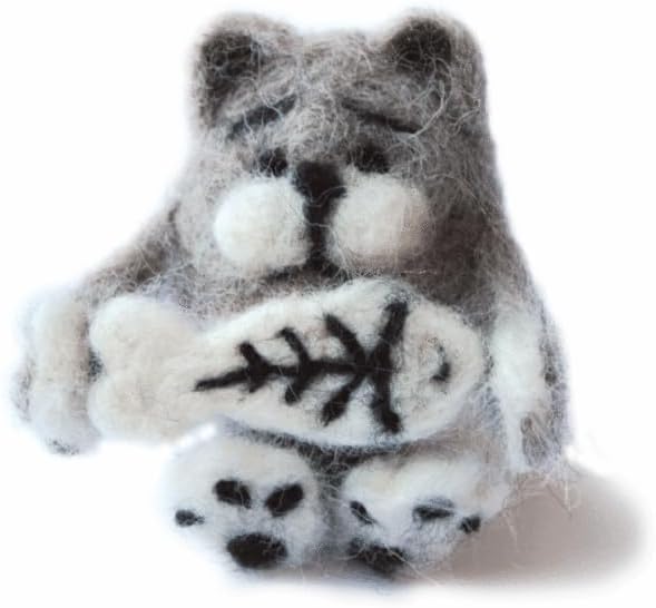 Wizardi Beginner Needle Felting Kit for Adults - Cat-Glutton. Animal Felting Kit 2.36x3.15 Inches. Felting Tools. Wool Felting Supplies. Felt Crafts. Wool Felt. V-04C Charivna Mit by Wizardi