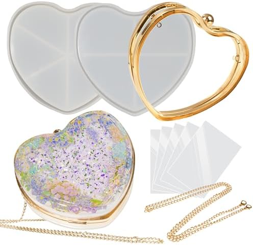 Resin Shaker Purse Mold Kits for 6inch Heart Clutch Bag Making Set of 9 by FUNSHOWCASE
