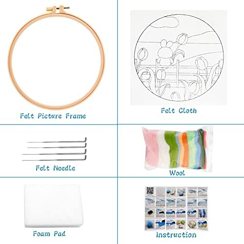 kgxulr Needle Felting Kit, Tulips Felting Kits, Wool Painting Kit - Image 2