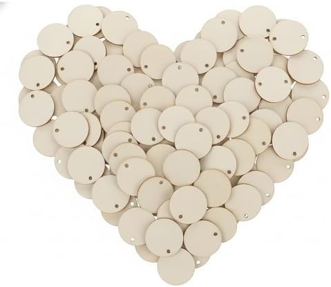 300 Pcs Unfinished Wood Circle Pendants Round Disc Blank Natural Wooden Ornaments for Decoration DIY Craft Art Supplies (Round 1 x 1 x 0.12 inches) by SPKESE