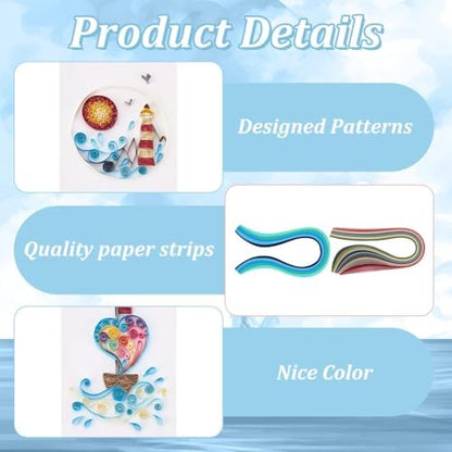 WEBEEDY 20 Sets Paper Quilling Kit for Adults Beginners 5 Styles Lighthouses Boats Waves Love Theme Quilling Greeting Card Making Kit with Instruction Ideal Gift for Sailing Enthusiasts - Image 3