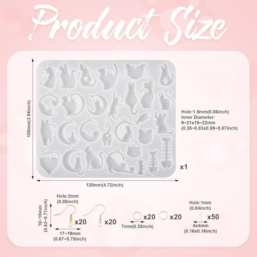 Cat Silicone Mold for Christmas Resin Earring Molds Cute UV Resin Molds for Keychain Making Kit for Women DIY Earring Bracelet Necklace Jewelry Making - Image 2