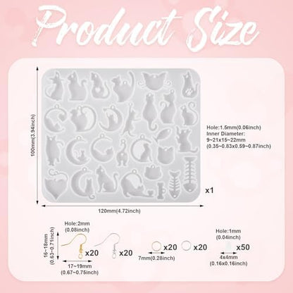 Cat Silicone Mold for Christmas Resin Earring Molds Cute UV Resin Molds for Keychain Making Kit for Women DIY Earring Bracelet Necklace Jewelry Making - Image 2