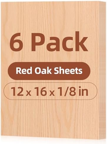 Rowood 6 Pack Oak Plywood Sheets 1/8,12x16x1/8inch,3mm Thin Unfinished Craft Wood for Laser Cutting Blanks,DIY Adult Project Kits for DIY Ornaments,Architectural Model by RowoodAssembleArtDecorateLife