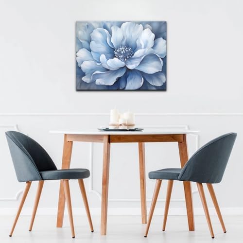 Natuyalo Framed Paint by Numbers for Adults - Blue Flower DIY Adult Paint by Number Kits Blooming Flower Acrylic Painting by Numbers for Beginners Art Craft Kits for Adults (12x16 Inch) - Image 3