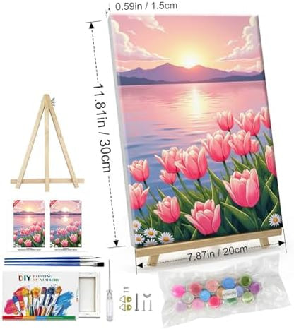 ATDMS Flowers Paint by Numbers Kit for Adults with Frame 8x12 Inch - Image 4