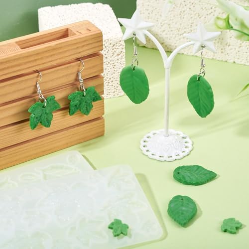 2Pcs Leaf Earring Silicone Molds Assorted Tree Leaves Maple Leaf Shape Resin Molds Green Plant Jewelry Casting Mould for Epoxy Resin DIY Crafts Earring Pendants Jewelry Making - Image 3
