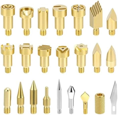 23PCS Wood Pyrography Burning Tips, Brass Stippling Tool Tip Set by Unknown