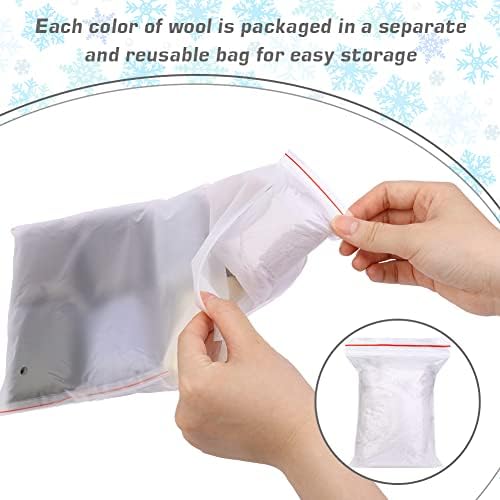 Wonvoc Needle Felting Wool 2.82oz /80g, 8 Colors Wool Roving (Winter) - Image 3