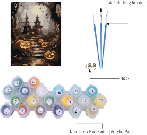 AIBOERL Paint by Numbers Kit for Adults Beginner,Halloween House, 12X16In - Image 6