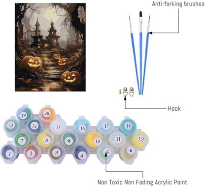 AIBOERL Paint by Numbers Kit for Adults Beginner,Halloween House, 12X16In - Image 6