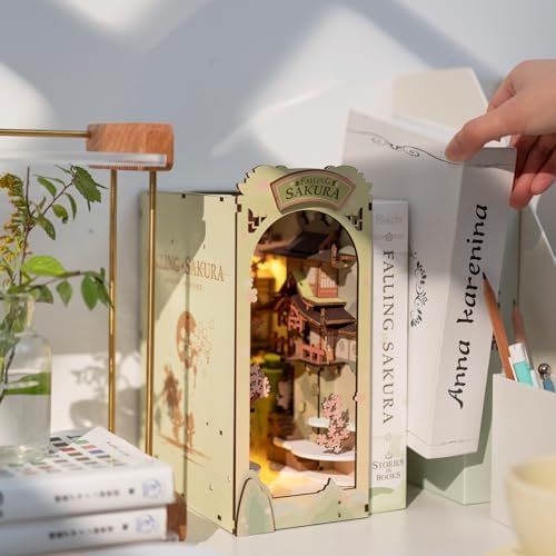 Rolife DIY Book Nook Kit Falling Sakura, DIY Miniature Booknook Kit Creative Decorative Bookend Bookshelf Insert 3D Puzzle for Adults, Halloween/Christmas Decorations/Gifts for Adults (Falling Sakura) - Image 6