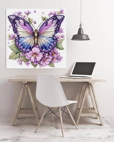 askkqtx Butterfly Stamped Cross Stitch Kits for Adults 14x14 Inch - Image 5