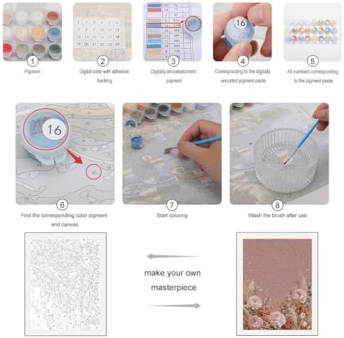 Paint by Numbers Kit for Adults Beginner Art Decor Mauve Peony Meadow - Image 3