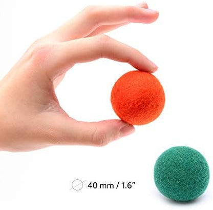 Glaciart One Felt Balls, Wool Pom Poms (10 Pieces) 4 Centimeters - 1.6 Inch, Handmade Felted 10 Colors (Red, Blue, Orange, Yellow, Green, Pink and More) Great for Cats, Felting and Garland - Image 5