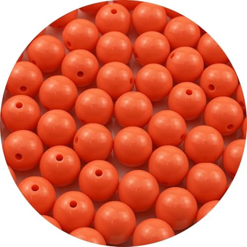 60pcs Acrylic Round Beads for Crafts 14mm Resin Candy Color Spacer Beads with Hole for Jewelry Making Sewing Crafts Decoration Necklaces Bracelets Earrings Supplies(Orange) by Unknown