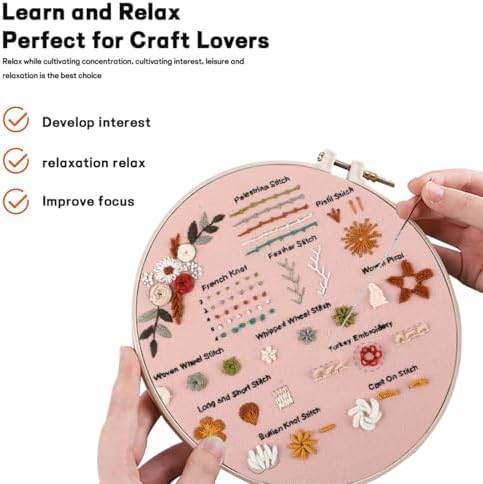 JOINRUN Beginner Embroidery Kit for Adults, 3 Pack with Video Tutorial - Image 4