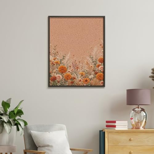 Paint by Numbers Kit for Adults Beginner Art Decor Orange Floral Edge - Image 5