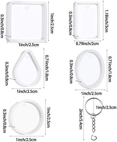 WILLBOND 67 Pieces Resin Keychain Molds Silicone with Hole, 5 Shapes - Image 2