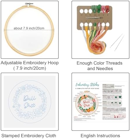 Louise Maelys Funny Flower Wreath Embroidery Kit for Beginners, DIY Craft - Image 2