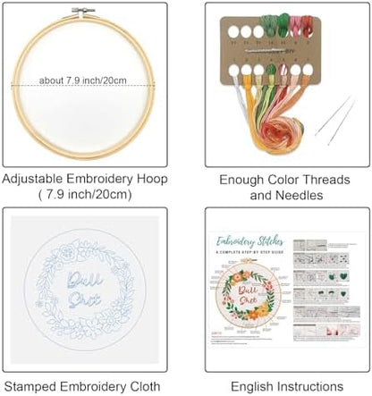 Louise Maelys Funny Flower Wreath Embroidery Kit for Beginners, DIY Craft - Image 2