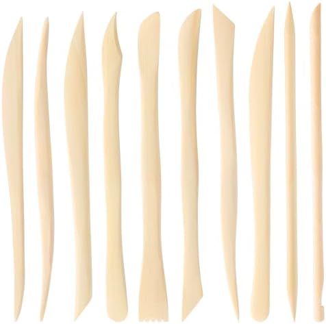 10Pcs Wooden Clay Tools, 6.2'' Smooth Double Ended Clay Sculpting Tools, Polymer Modeling Tool Kit for Ceramics Soap Playdough Carving Supplies by Unknown