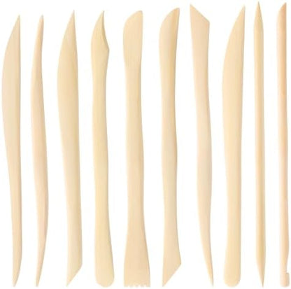 10Pcs Wooden Clay Tools, 6.2'' Smooth Double Ended Clay Sculpting Tools, Polymer Modeling Tool Kit for Ceramics Soap Playdough Carving Supplies by Unknown