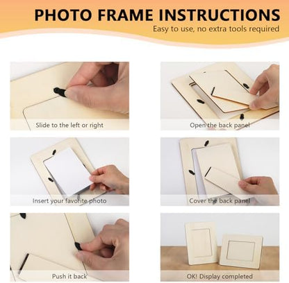Lesnala 6 Pcs Unfinished Wood Picture Frame Crafts DIY Kits with Stickers - Image 6