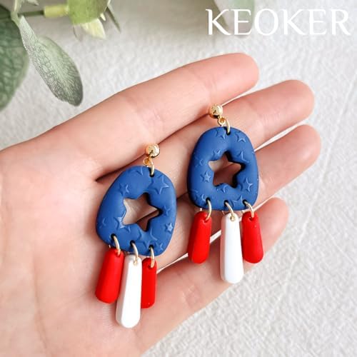 KEOKER Polymer Clay Texture Sheets, Stars Clay Texture Mat, Polymer Clay Earrings Tools on Independence Day or 4th of July, Like Polymer Clay Rollers, Great Work with Polymer Clay Cutters (Stars) - Image 6