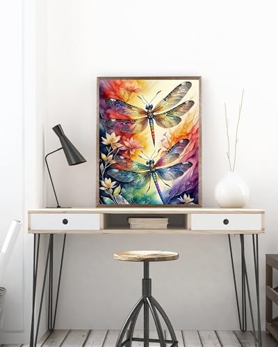 5DDIYART Dragonfly Paint by Numbers for Adults Beginner, Paint by Number Kits on Canvas, Paint by Easy Acrylic Oil Painting Home Wall Decor 12x16inch - Image 2