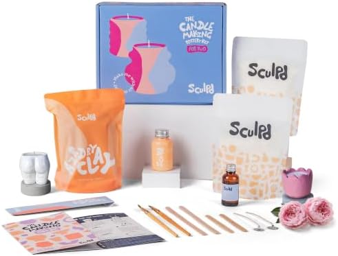 Sculpd Candle Making Kit, Air Dry Clay, 2 Candles, Peony Rose Fragrance by Sculpd