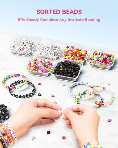 ARTDOT 7 Cases Assorted Letter Beads for Friendship Bracelets Making Kit, 9800 Pieces Pre-Sorted Jewelry Making Supplies Alphabet Beads with Organizer Crafts Gifts - Image 4