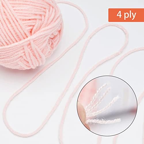 NICEEC 300g Soft Assorted Colors Yarn 100% Acrylic 870yds -Light Pink - Image 4