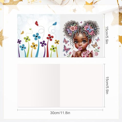 Focart 6 Pack Diamond Painting Greeting Card Kit of African American Beauty - Image 2