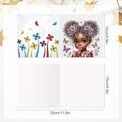 Focart 6 Pack Diamond Painting Greeting Card Kit of African American Beauty - Image 2