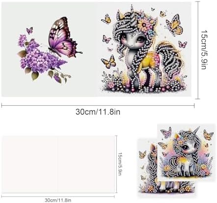 TDFERAN 6 Packs DIY Diamond Art Cards Unicorn Diamond Painting Cards Holiday Making Kit Diamond Art Card with Envelopes Diamant Painting Greeting Card for Holiday Birthday Thanksgiving Day - Image 2