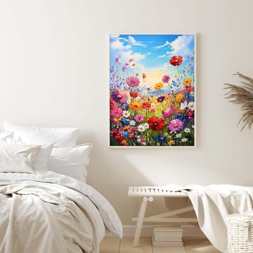 Alptiny Wild Flowers Paint by Numbers Kit for Adults Beginner, Colorful Floral Landscape Paint by Number Kits on Canvas, DIY Flower Oil Painting Kit for Relaxation & Home Decor, 16x20 Inch - Image 4