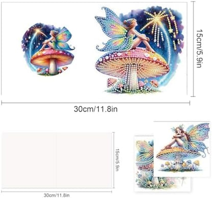 TDFERAN Diamond Painting Blank Cards Set of 6 Greeting Cards Butterfly Fairy Wedding Greetings Card Birthday Greeting Sympathy Thinking of You Card Adult Party Invitations All Occasion - Image 2