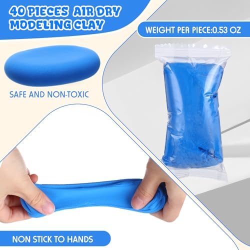 VioraWhite 40 Pcs 21 oz Air Dry Clay Bulk Modeling Clay,Blue - Image 2