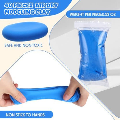 VioraWhite 40 Pcs 21 oz Air Dry Clay Bulk Modeling Clay,Blue - Image 2