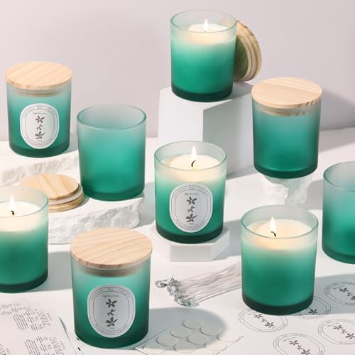 REISEN 12 Pcs 10oz Gradient Green Candle Jars for Candle Making Kit by Reisen