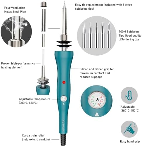 Wood Burning Tool,60W Soldering Iron with 33pcs Interchangeable Tips, 36-in-1 Adjustable Temperature, Stand,Pump,Soldering Wood Burning Kit - Image 2