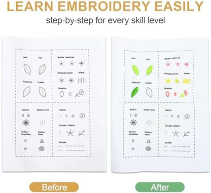 ZMJY Stitch Book with 106 Practice Stitches & Sewing Kit, Includes Instruction Manual, Embroidery Book for Beginners, DIY Embroidery Kit, Learn Cross Stitch, Unique Craft Art Gift - Image 4