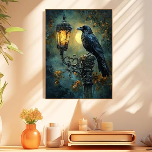 Gothic Raven Paint by Numbers Kit for Adults Framed Canvas, Frameworkless - Image 4