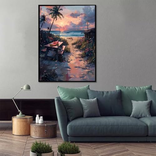 Beach Paint by Numbers Kit for Adults Tree Paint by Numbers, DIY Acrylic Watercolor Oil Painting Kits for Adults Beginners with Brushes, Hobbies for Women for Home Wall Decor, Gifts 28x38 in 9-86 - Image 2