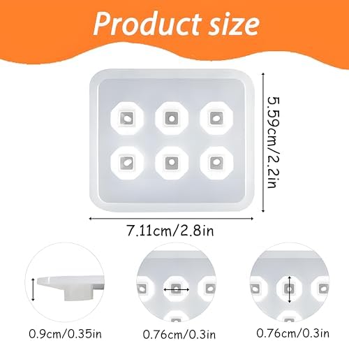 Resin Crystal Silicone Molds with Hole, 2 Pack, 6-Cavity Diamond Shape Resin Casting Molds for Earrings Pendants Bracelets and Necklaces - Image 2